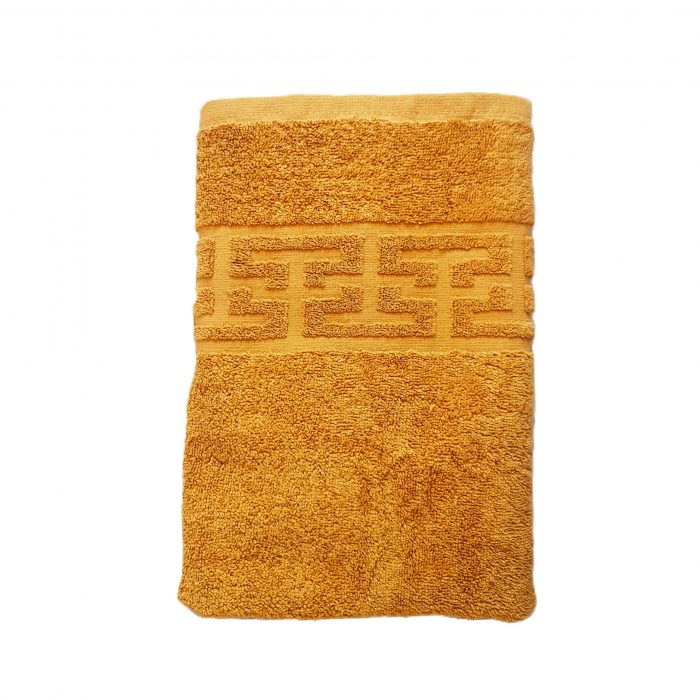 Prosop baie Greek Border Jacquard - 100% Bumbac, 500g/mp, mustar - imagine 4