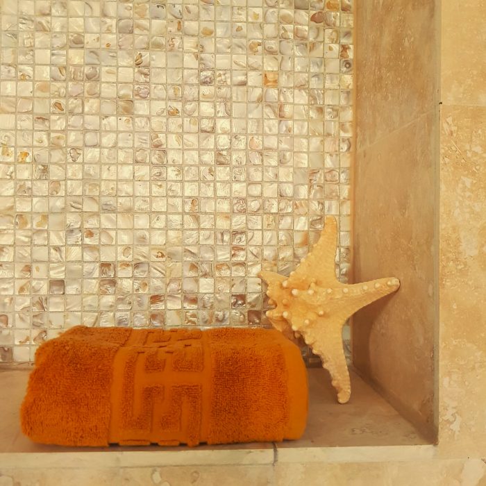 Prosop baie Greek Border Jacquard - 100% Bumbac, 500g/mp, mustar - imagine 3