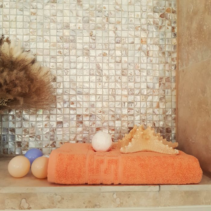 Prosop baie Greek Border Jacquard - 100% Bumbac, 500g/mp, orange - imagine 8