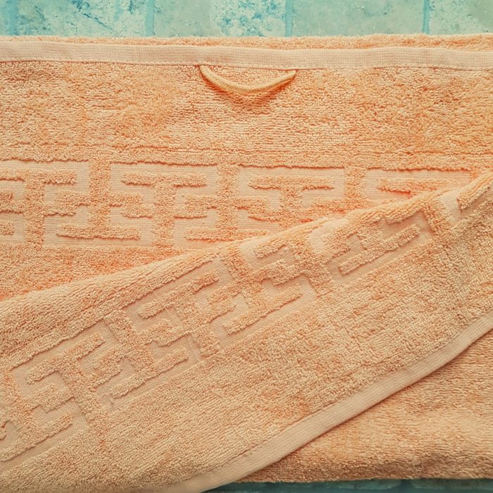 Prosop baie Greek Border Jacquard - 100% Bumbac, 500g/mp, orange - imagine 5