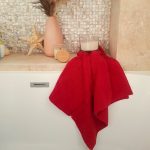 Prosop baie Greek Border Jacquard - 100% Bumbac, 500g/mp, rosu - imagine 6