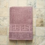 Prosop baie Greek Border Jacquard - 100% Bumbac, 500g/mp, roz ars - imagine 4