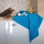 Prosop baie Greek Border Jacquard - 100% Bumbac, 500g/mp, turquoise - imagine 2