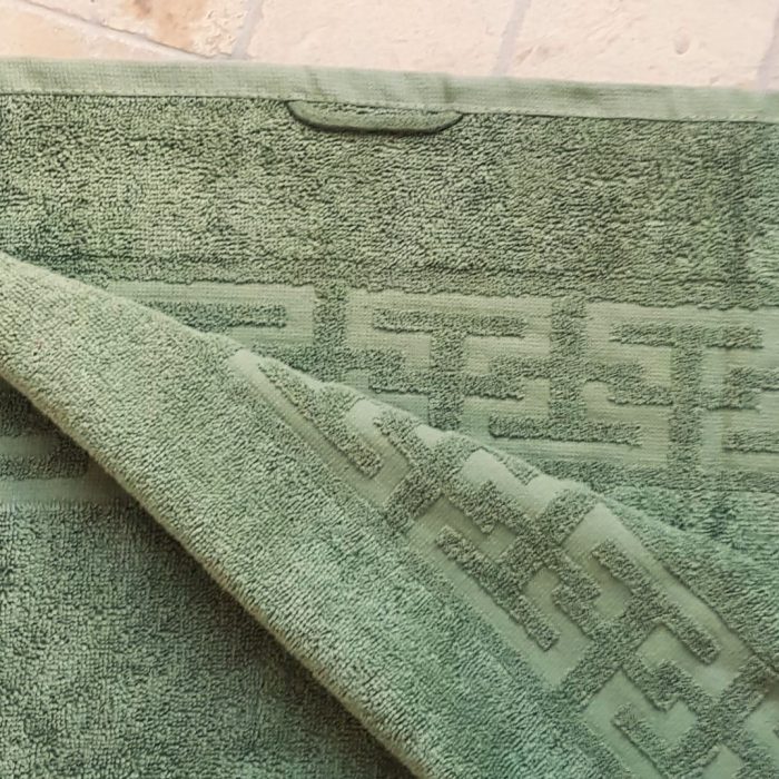 Prosop baie Greek Border Jacquard - 100% Bumbac, 500g/mp, verde-olive - imagine 7