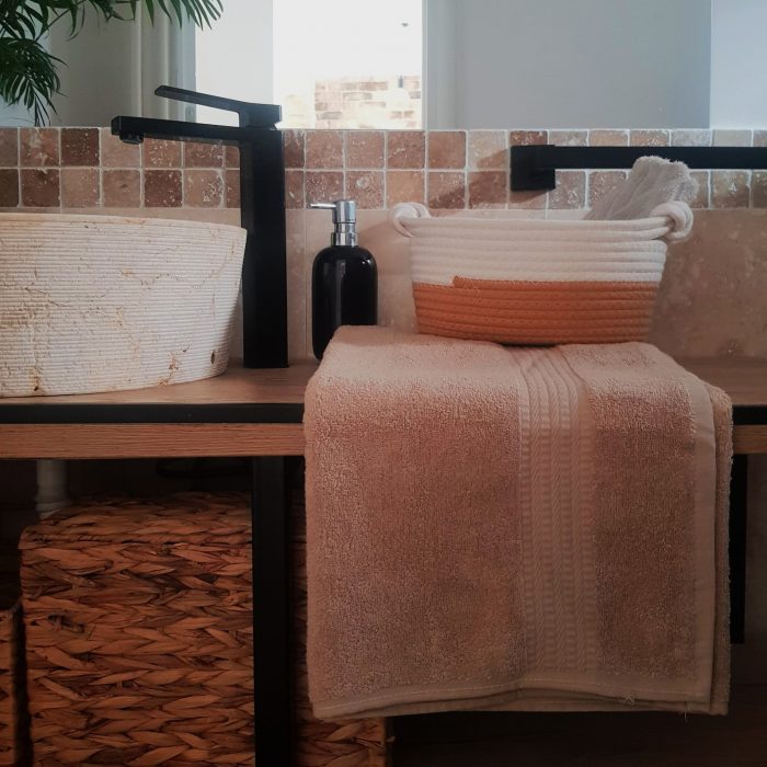 Prosop baie Rise Jacquard - 100% Bumbac, 500g/mp, bej - imagine 4