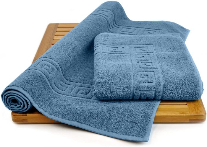 Prosop Best Cotton Greek Border color - 70% Bumbac, 30% poliester, 450g/mp , bleu - imagine 2