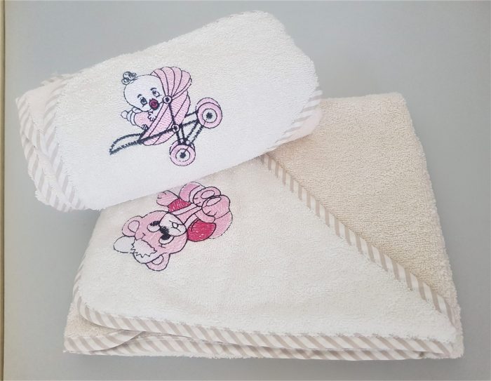 Prosop baie pentru bebelus, 70x70 cm, 100% bumbac, cu gluga 29 la - imagine 4