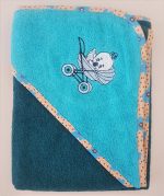 Prosop baie pentru bebelus, 70x70 cm, 100% bumbac, decor brodat pe gluga 33 - imagine 3