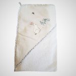 Prosop baie pentru bebelus, 80x80 cm, 100% bumbac, decor iepuras