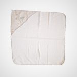 Prosop baie pentru bebelus, 80x80 cm, 100% bumbac, decor iepuras - imagine 3