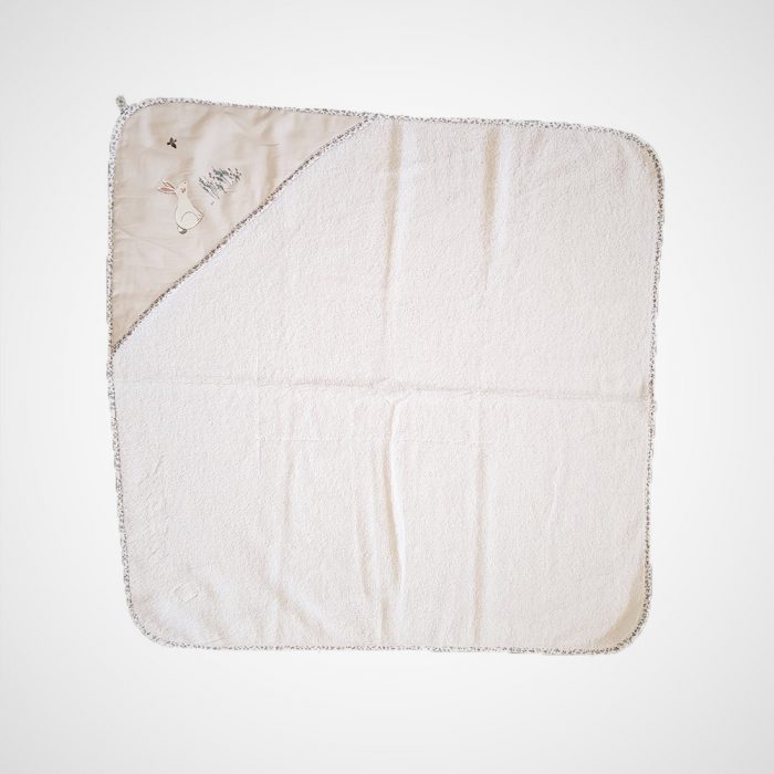 Prosop baie pentru bebelus, 80x80 cm, 100% bumbac, decor iepuras - imagine 3