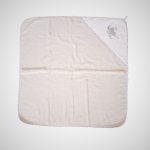 Prosop baie pentru bebelus, 80x80 cm, 100% bumbac, decor lebada - imagine 5