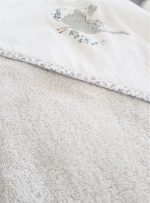 Prosop baie pentru bebelus, 80x80 cm, 100% bumbac, decor lebada - imagine 6