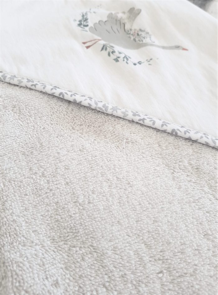 Prosop baie pentru bebelus, 80x80 cm, 100% bumbac, decor lebada - imagine 6