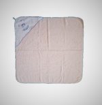 Prosop baie pentru bebelus, 80x80 cm, 100% bumbac, decor pisicuta - imagine 3