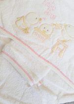 Prosop baie pentru bebelus, 80x80 cm, 100% bumbac, broderie puisori - imagine 4