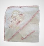 Prosop baie pentru bebelus, 80x80 cm, 100% bumbac, broderie decor catelusi