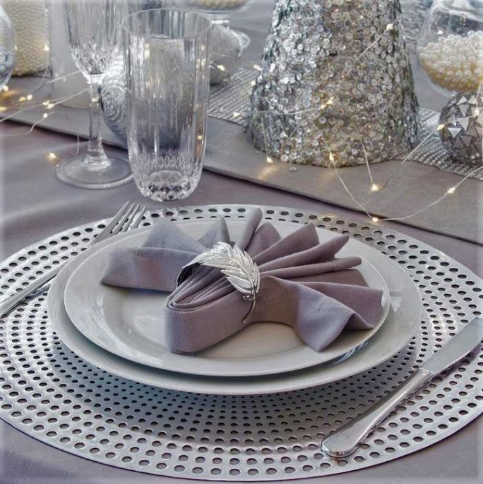 Servete de masa Best Cotton - 27x40 cm, Damasc Saten DeLux, 100% bumbac, gri taupe - 6 bucati - imagine 5