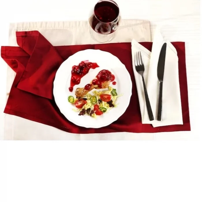 Servete de masa Best Cotton - 27x40 cm, Damasc Saten DeLux, 100% bumbac, burgundy - 6 bucati - imagine 4