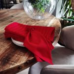 Servete de masa Best Cotton - 24x38 cm, Damasc Saten Deco cu dungi de 1 cm, 100% bumbac, rosu - 6 bucati