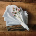 Servete de masa Best Cotton - 24x38 cm, Damasc Saten Deco cu dungi de 1 cm, 100% bumbac, alb - 10 bucati