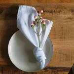 Servete de masa Best Cotton - 35x45 cm, Damasc Saten Deco cu dungi de 1 cm, 100% bumbac, alb - 10 bucati