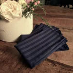 Servete de masa Best Cotton - 24x38 cm, Damasc Saten Deco cu dungi de 1 cm, 100% bumbac, bleumarin - 6 bucati - imagine 4