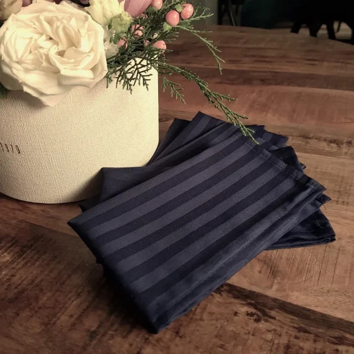 Servete de masa Best Cotton - 24x38 cm, Damasc Saten Deco cu dungi de 1 cm, 100% bumbac, bleumarin - 6 bucati - imagine 4