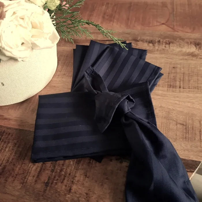 Servete de masa Best Cotton - 24x38 cm, Damasc Saten Deco cu dungi de 1 cm, 100% bumbac, bleumarin - 6 bucati - imagine 2