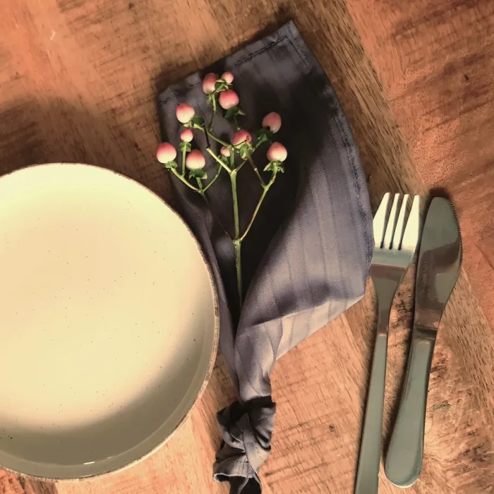 Servete de masa Best Cotton - 24x38 cm, Damasc Saten Deco cu dungi de 1 cm, 100% bumbac, gri antracit - 6 bucati - imagine 5