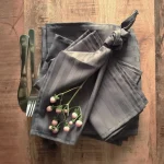 Servete de masa Best Cotton - 24x38 cm, Damasc Saten Deco cu dungi de 1 cm, 100% bumbac, gri antracit - 6 bucati - imagine 2