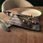 Servete de masa Best Cotton - 24x38 cm, Damasc Saten Deco cu dungi de 1 cm, 100% bumbac, gri antracit - 6 bucati