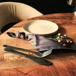 Servete de masa Best Cotton - 24x38 cm, Damasc Saten Deco cu dungi de 1 cm, 100% bumbac, gri antracit - 6 bucati - imagine 4