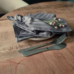 Servete de masa Best Cotton - 24x38 cm, Damasc Saten Deco cu dungi de 1 cm, 100% bumbac, gri antracit - 6 bucati - imagine 3