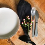 Servete de masa Best Cotton - 24x38 cm, Damasc Saten Deco cu dungi de 1 cm, 100% bumbac, negru - 6 bucati - imagine 3