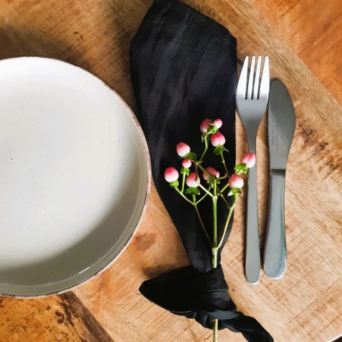 Servete de masa Best Cotton - 24x38 cm, Damasc Saten Deco cu dungi de 1 cm, 100% bumbac, negru - 6 bucati - imagine 3