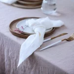 Servete de masa Best Cotton - 24x38 cm, Damasc Saten DeLux, 100% bumbac, alb - 10 bucati