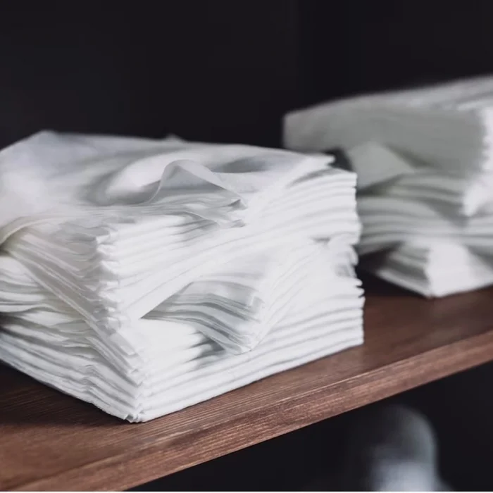 Pachet 10 servete de masa Best Cotton Hotel 35x35 cm, 100% bumbac, Damasc cu latime dungi 1 cm, alb - imagine 4