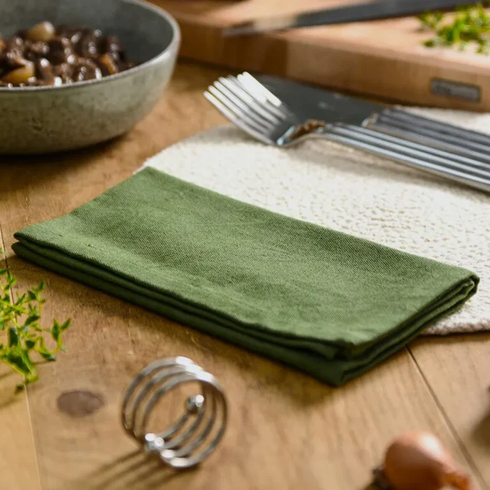 Servete de masa Best Cotton - 35x35 cm, olandina texturata, 100% bumbac, verde brad - 10 buc - imagine 3