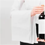 Pachet 10 bucati servetul ospatarului 40x65 cm, 100% bumbac, Damasc cu latime dungi 2.5 cm, alb