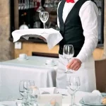 Pachet 10 bucati servetul ospatarului - 55x55 cm, 100% bumbac, Damasc cu latime dungi 1 cm, alb - imagine 6