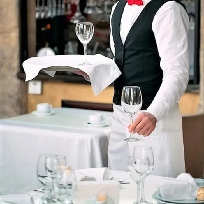 Pachet 10 bucati servetul ospatarului - 55x55 cm, 100% bumbac, Damasc cu latime dungi 1 cm, alb - imagine 6