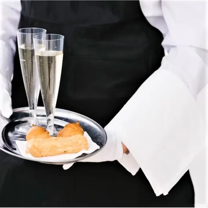 Pachet 10 bucati servetul ospatarului - 55x55 cm,  100% bumbac, Damasc cu latime dungi 2.5 cm, alb - imagine 3