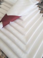 Pachet 50 bucati servete de masa Best Cotton Hotel - 35x35 cm, 100% bumbac, Damasc cu latime dungi 1 cm, alb - imagine 3