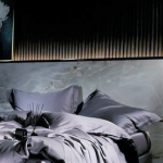 Cearceaf de pat Best Cotton Hotel - 220x240 cm, 100% bumbac, Damasc DeLux Saten, gri taupe