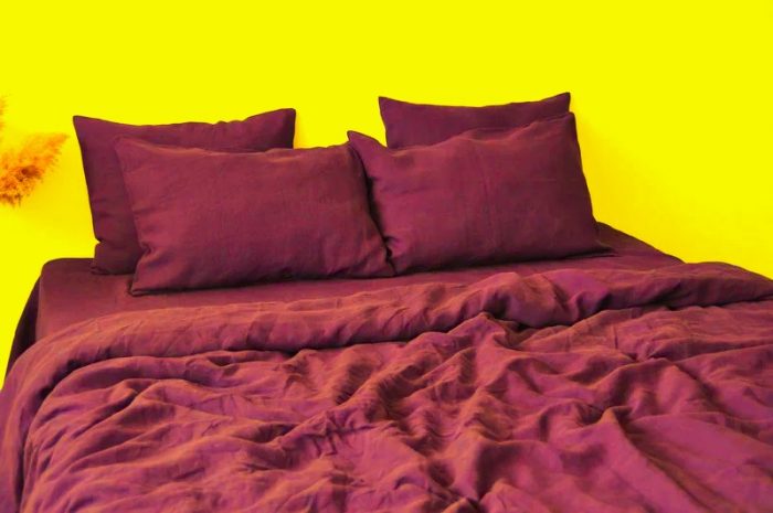 Cearsaf de pat Best Cotton, 100% bumbac, Olandina color, 220x240 cm, marsala - imagine 3