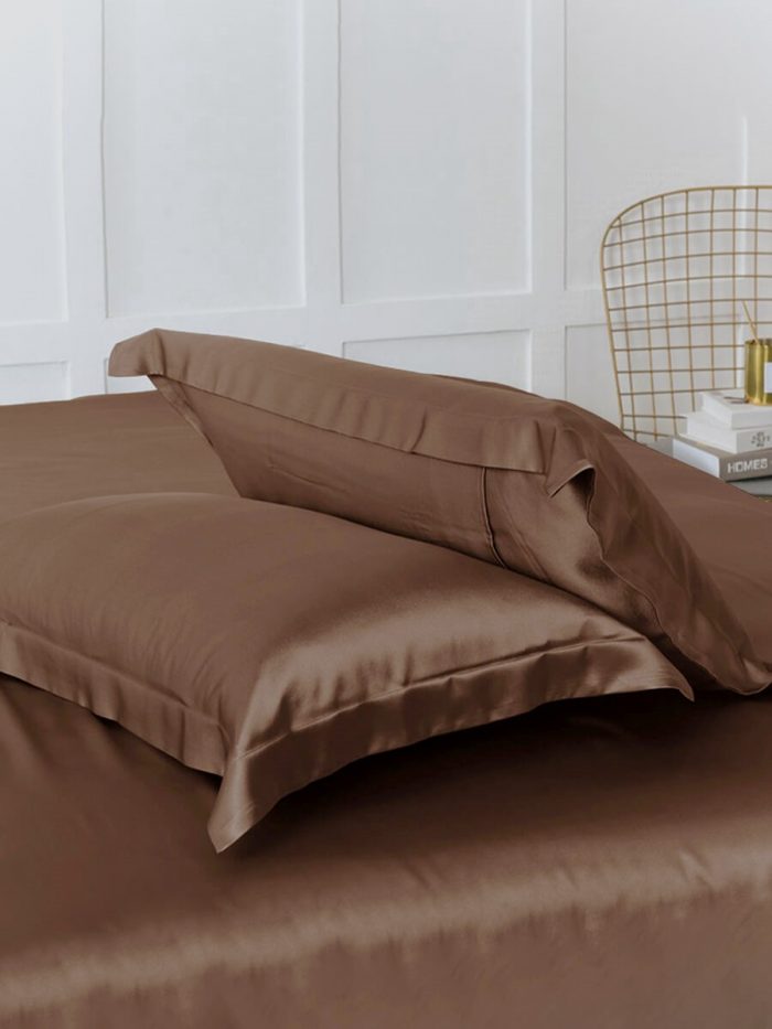 Lenjerie de pat Best Cotton Hotel King Size, 100% bumbac, Damasc DeLux Saten, ciocolata - imagine 4