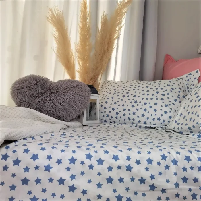 Pachet cearsaf de pat 220x240 cm + 2 fete de perna 50x70 cm Best Cotton Deco 39 - Ranforce color, 100% bumbac - imagine 6