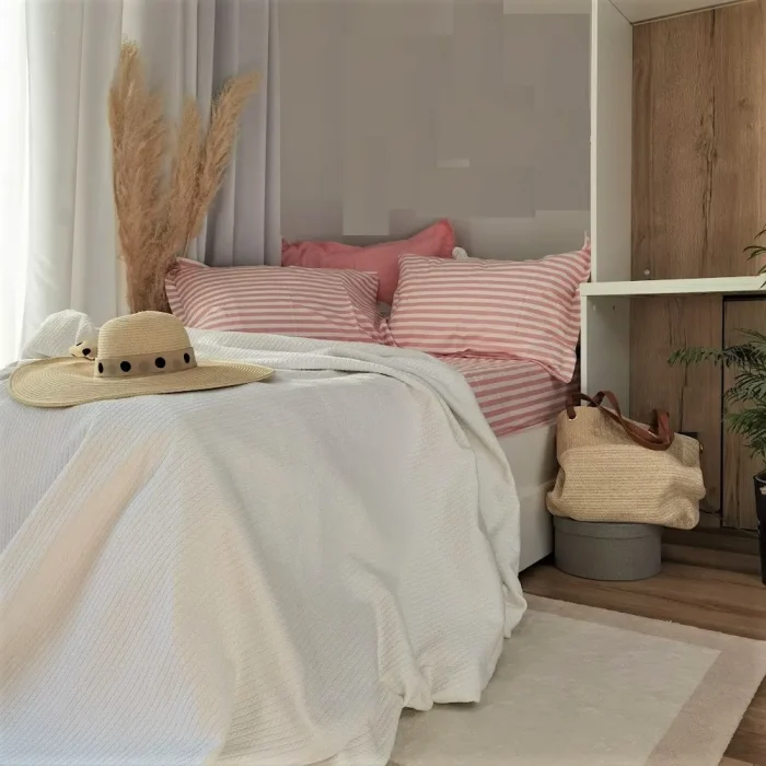 Pachet cearsaf de pat 220x240 cm + 2 fete de perna 50x70 cm Best Cotton Deco 43 - Ranforce color, 100% bumbac - imagine 2