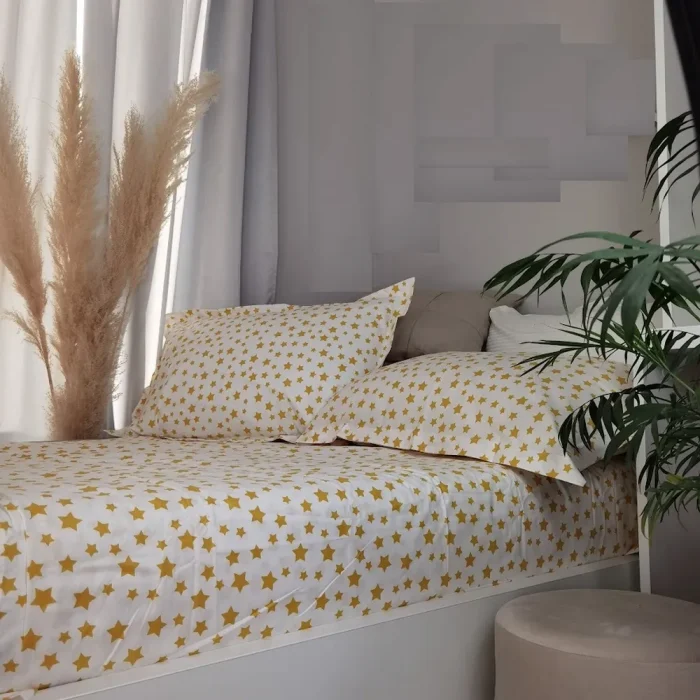 Pachet cearsaf de pat 220x240 cm + 2 fete de perna 50x70 cm Best Cotton Deco 38 - Ranforce color, 100% bumbac - imagine 4